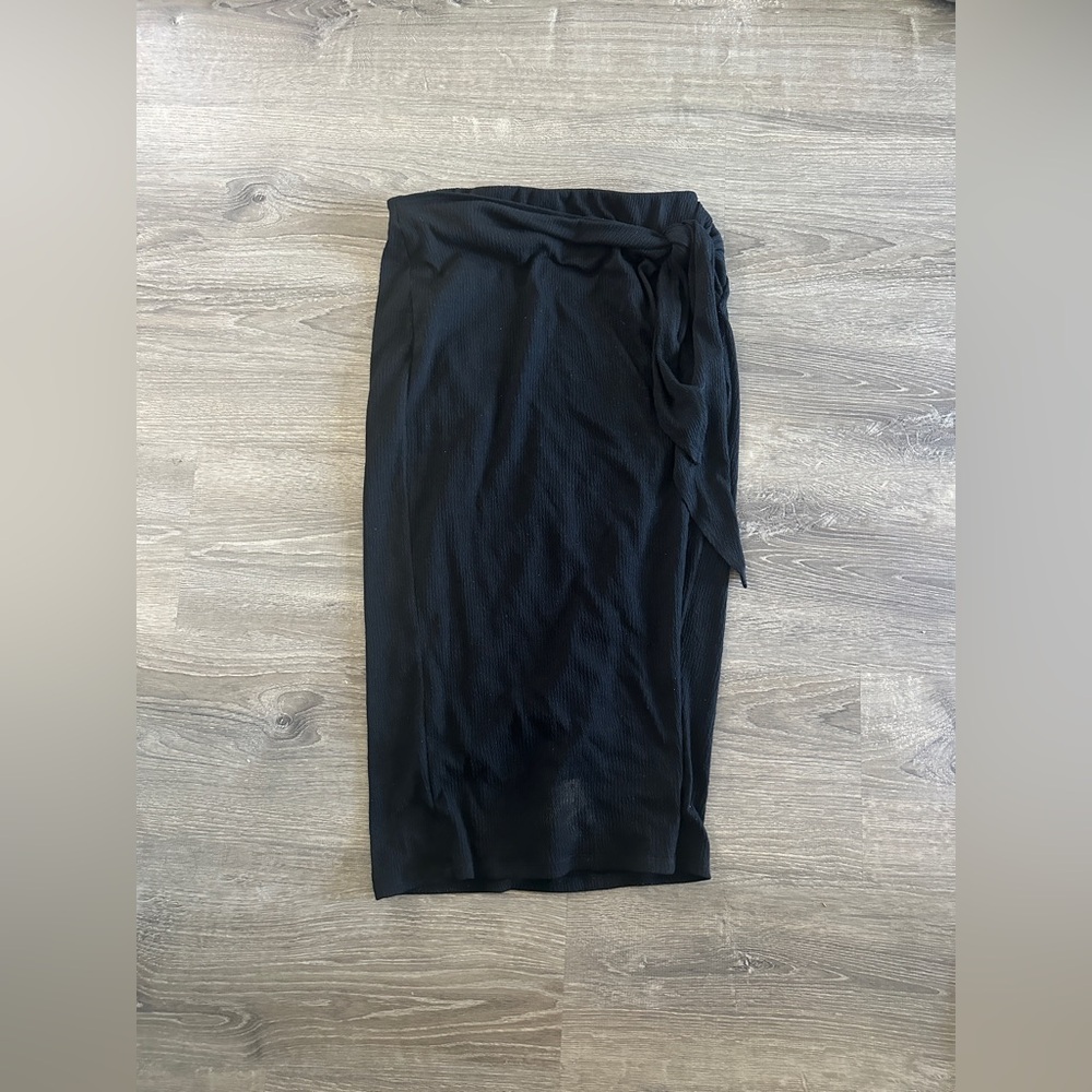 Black Midi Wrap Skirt
